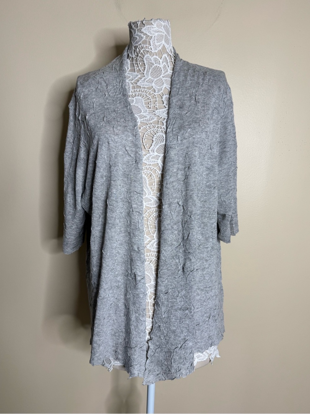 Eileen Fisher Textured‎ Open Front Cardigan Heather Gray size 2X